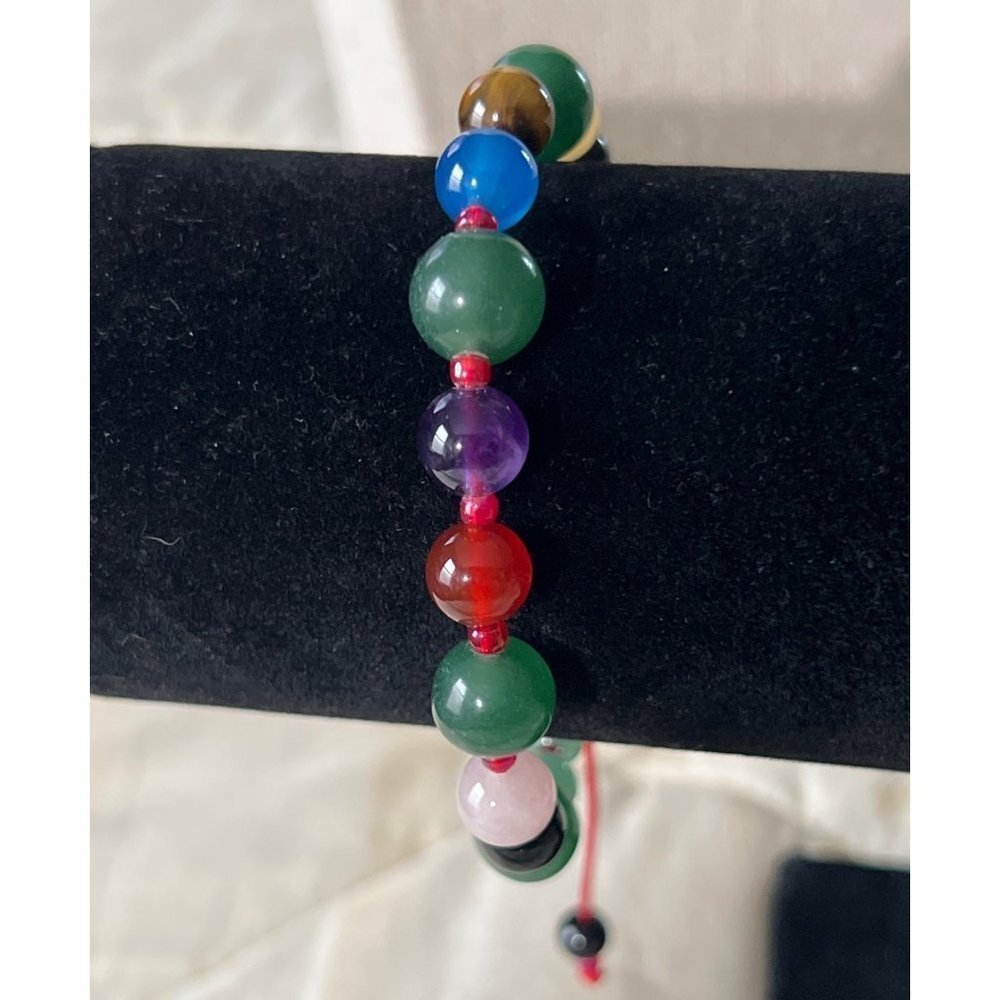 Multi-color Glass Bead Bracelet --7.75"